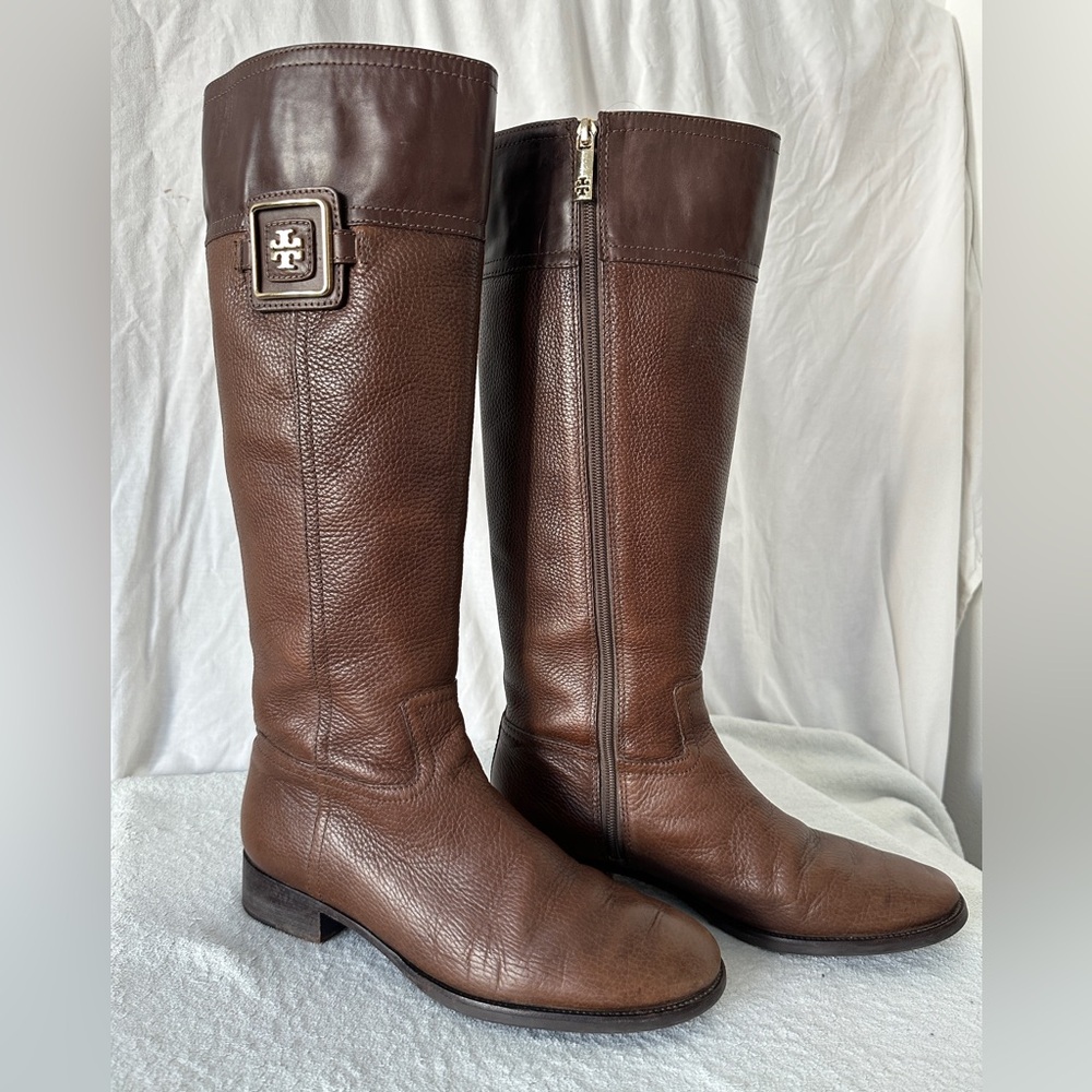 Tory Burch Leather Julian Logo Plaque womens tall Riding Boots‎ size 11 - Picture 5 of 14